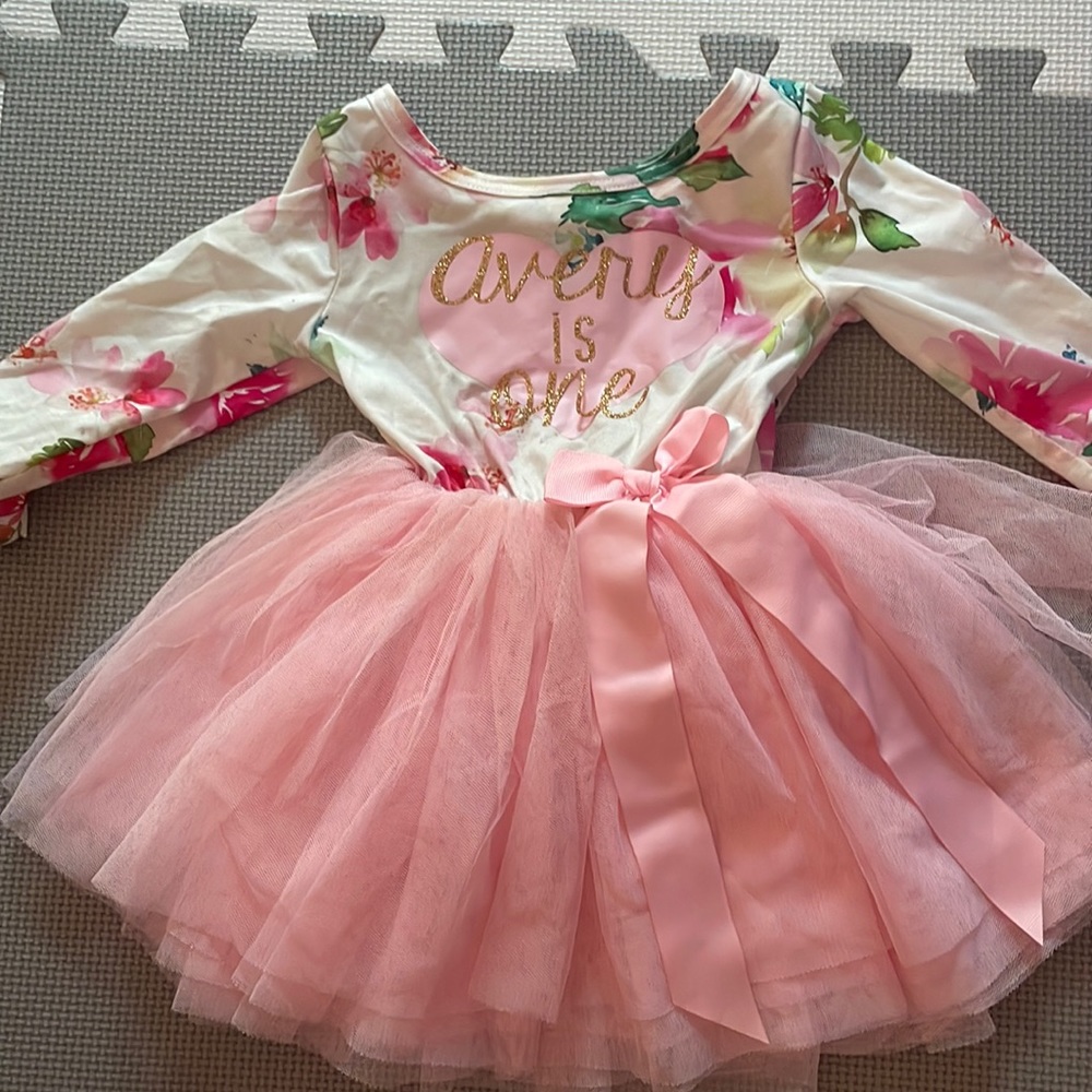 Worn once - floral birthday dress with tutu